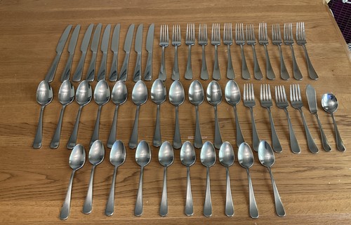 Gourmet Basics Mikasa Satin Symmetry Sincerity 48 Pieces 18/0 Stainless Flatware - Picture 8 of 11