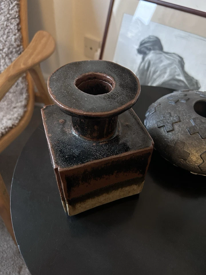 Vintage Studio Pottery Brutalist Bottle In Brown Shades, Unsigned - Image 2 of 4