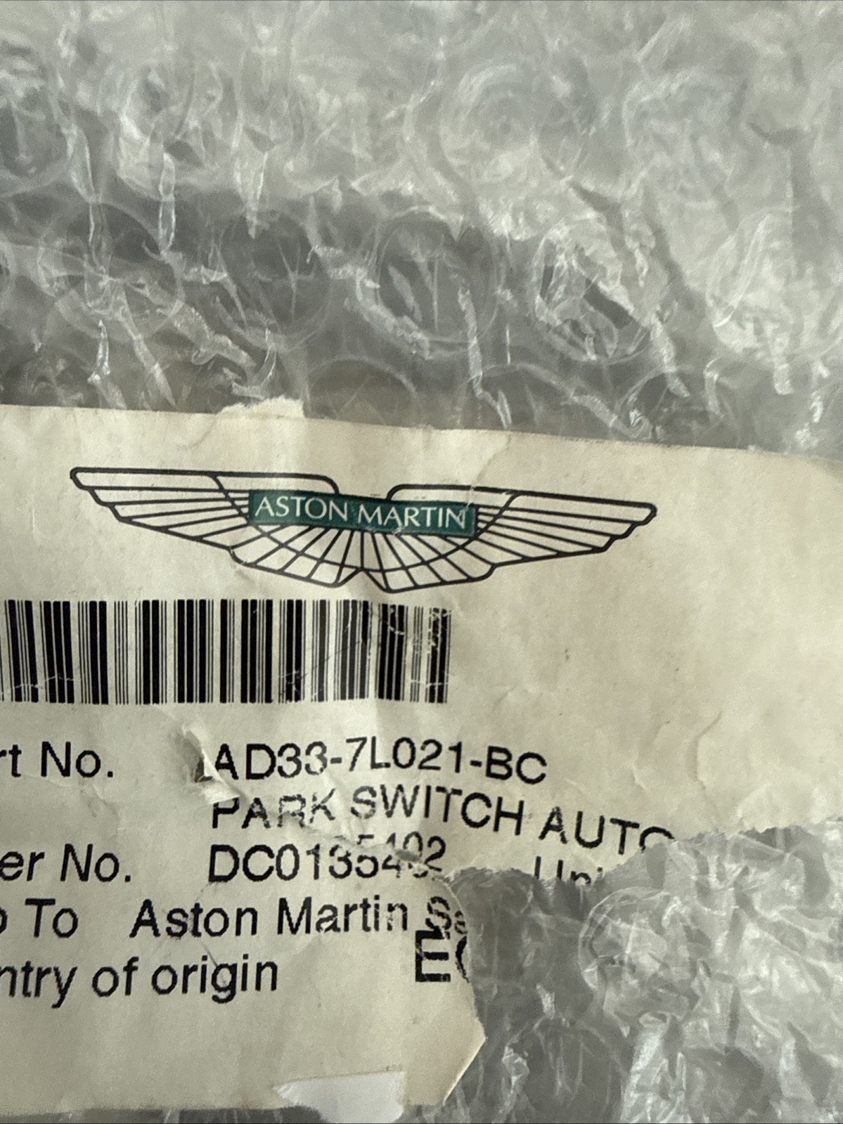 Aston Martin DB9 Switch P/N AD337L021BC
