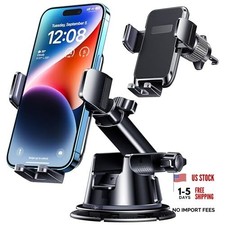 Car Phone Holder Mount, Military-Grade Suction Super Sturdy Base 3 in 1