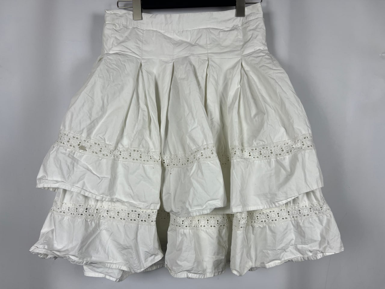EWA I WALLA White Embroidered A-Line Midi Skirt Size XS