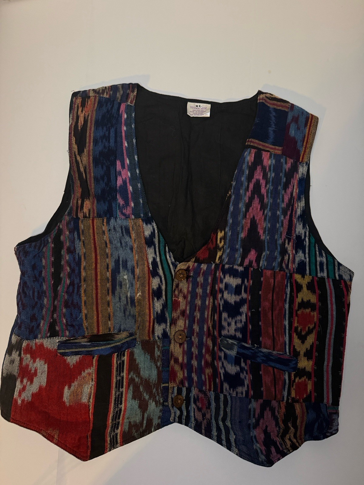 Patchwork Multicolored Vest Jacket XL Cotton Hipp… - image 1