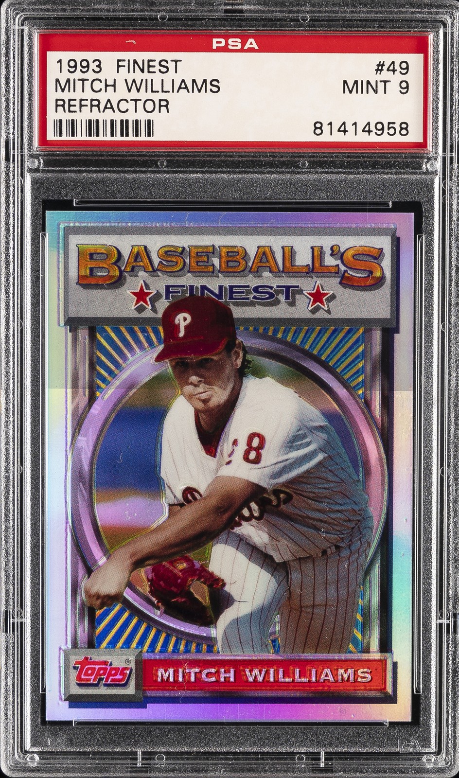 1993 FINEST REFRACTOR #49 MITCH WILLIAMS PSA 9