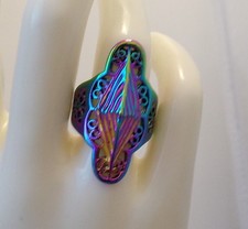 Fashion Ring, Unbranded, Size 7, Large Band Full of Rainbow.