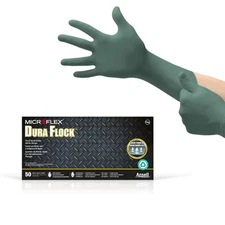 MICROFLEX Dura Flock DFK-608 Thick 11mil Nitrile Gloves for Automotive, After...