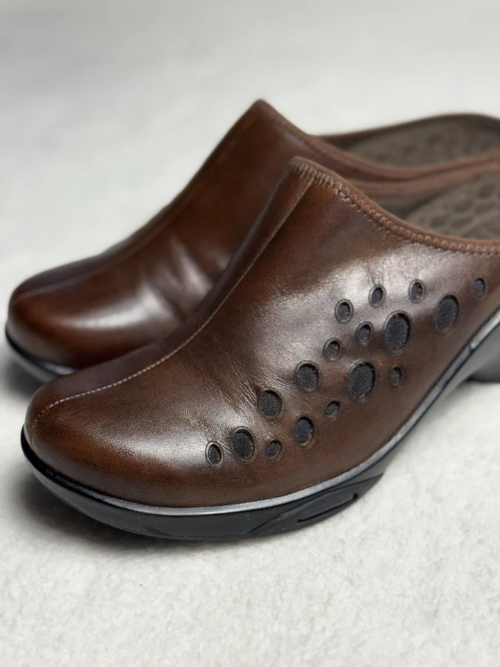 Clarks Privo Zapatos Mujer 9.5M Zuecos Mules Cuñas Sin Cordones Cuero Marrón ✨GC Foto 3 de 4