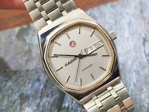 RADO VOYAGER AUTOMATIC DAY/DATE SWISS MADE VINTAGE GRAY DIAL GENTS 3 | eBay