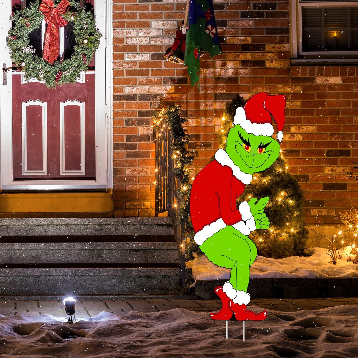 💫 The Grinch Sneaky Stealing Lights Outdoor Christmas Yard Holiday
