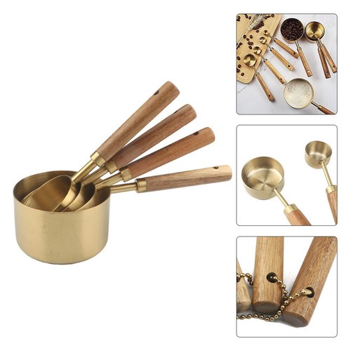 Wooden Handle Measuring Spoons Set Baking Tools Measuring Cups Stainless-Steel - Picture 5 of 25