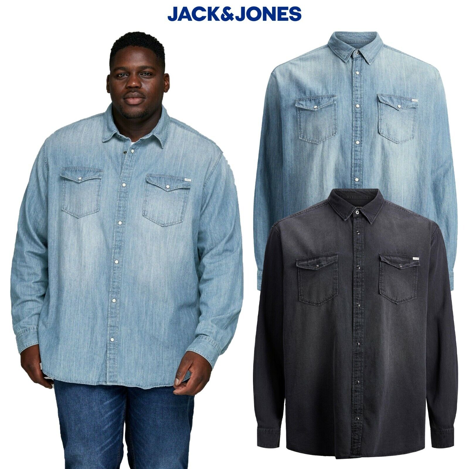Men's Denim Shirts | Black & Grey Jean Shirts | JACK & JONES-tiepthilienket.edu.vn