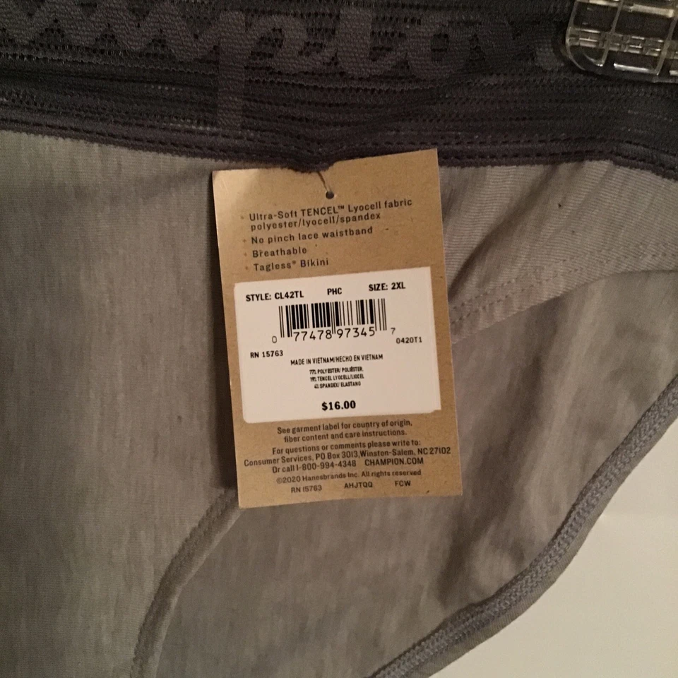 Braguita de bikini Champion ancha de encaje con logotipo de buey gris brezo para mujer talla 2XL Foto 3 de 4