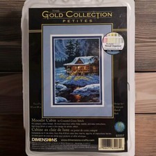 Dimensions Gold Collection Moonlit Cabin Counted Cross Stitch Kit-5"X7" 18 Count