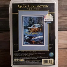 Dimensions Gold Collection Moonlit Cabin Counted Cross Stitch Kit-5"X7" 18 Count