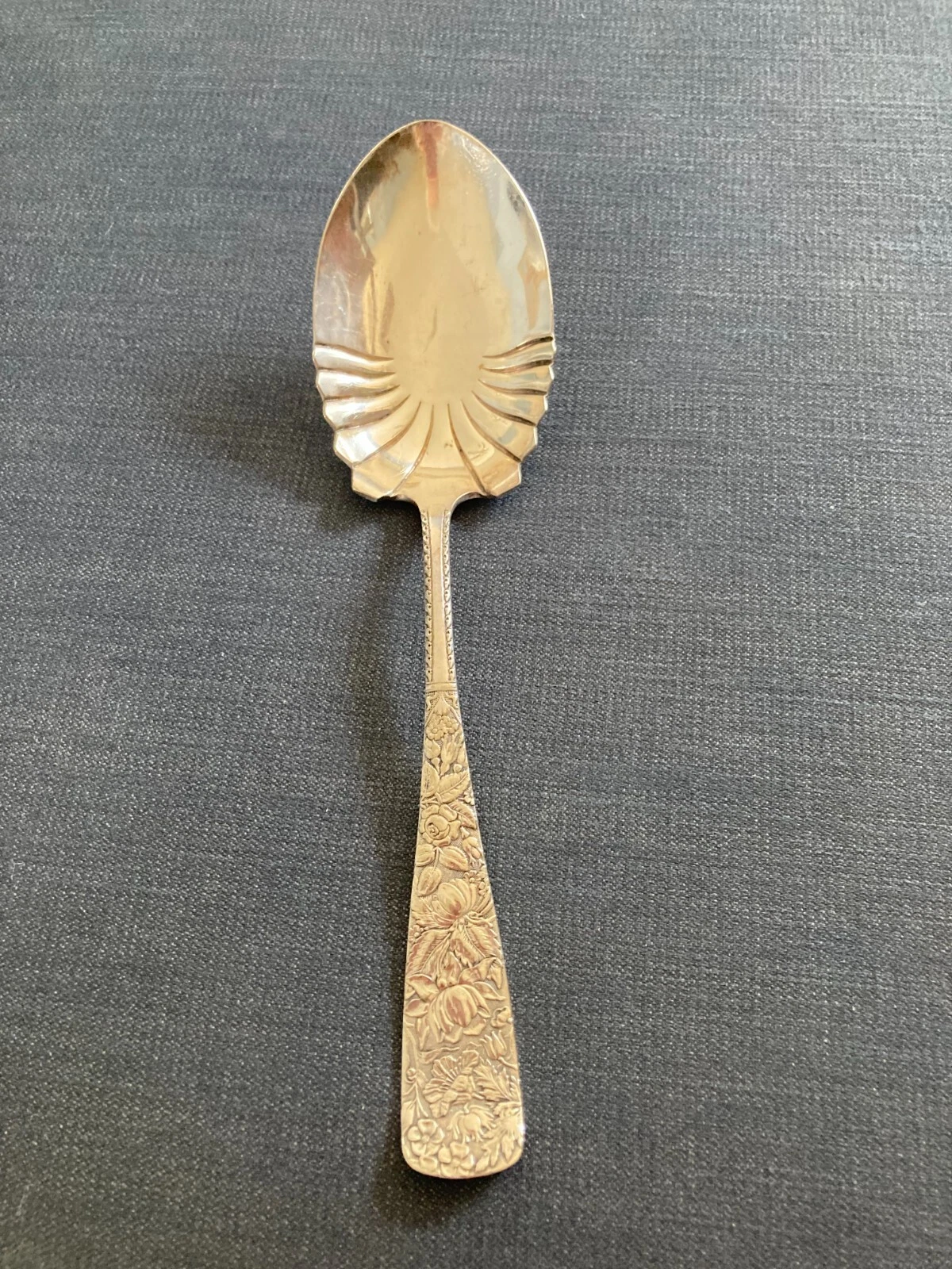 Antique Rogers AA Silver Serving Spoon Floral Pattern