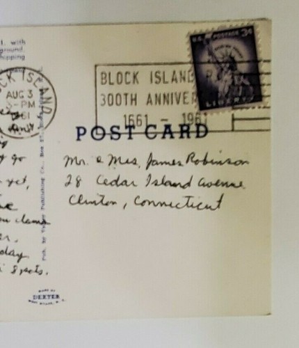 A Scene at Old Harbor ~ Block Island, RI. -Posted Postcard 8/13/61 -RHODE ISLAND - Picture 9 of 12
