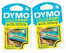 DYMO COLORPOP Authentic Label Maker Tape Black on Gold Glitter D1 Standard 2pack