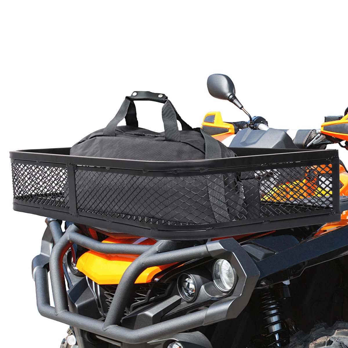 LUCKYERMORE ATV Front Basket Cargo Rack Universal Luggage Carrier UTV Storage