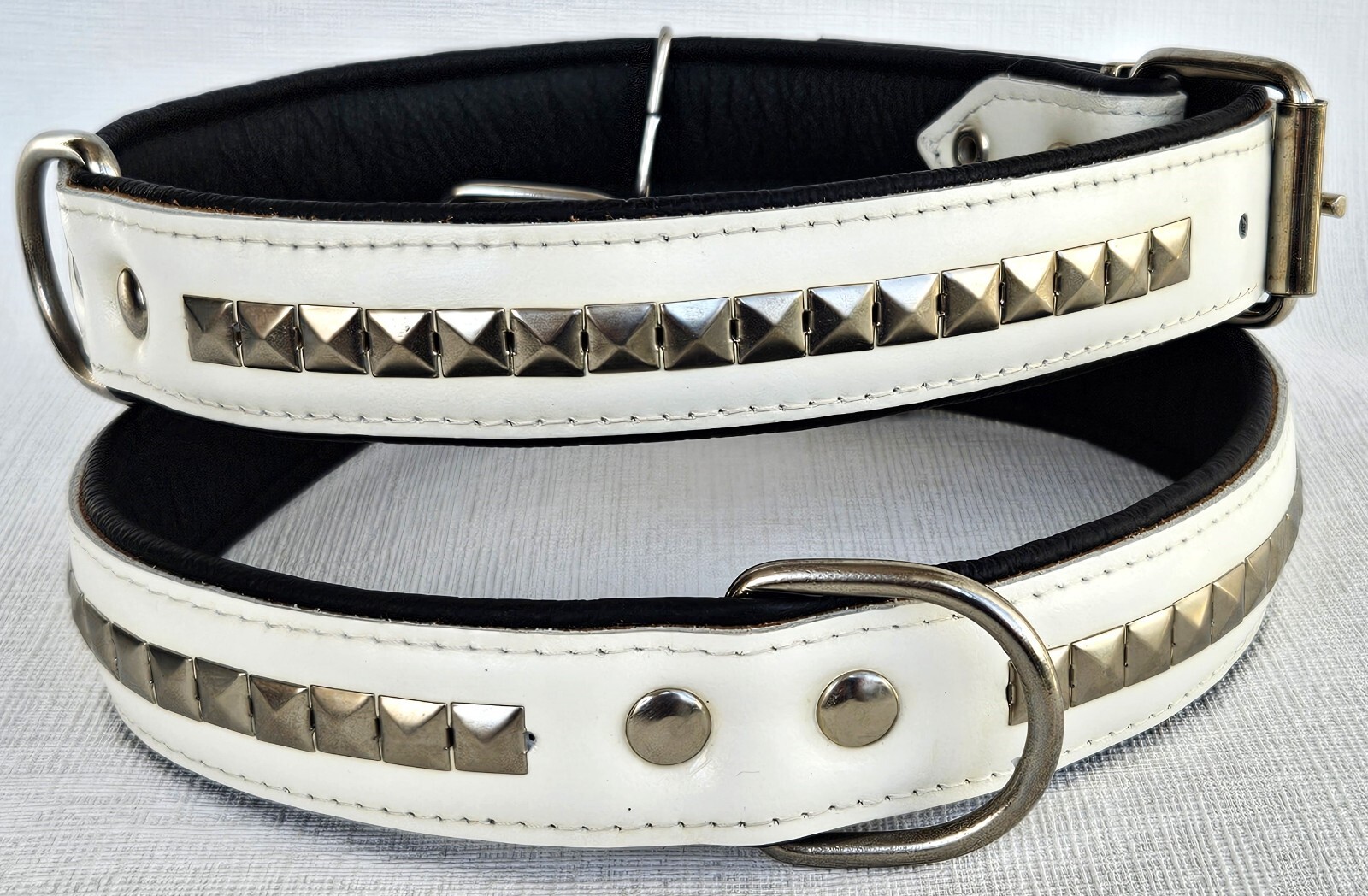 HALSBAND , Hundehalsband, Halsumfang54-64cm, Echt LEDER Weiss