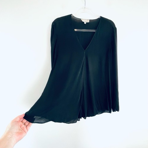 Sportscraft Size 16 XL Black Silk V Neck Long Sleeve Blouse Australian Label - Picture 5 of 24