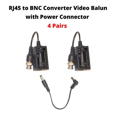 4 PAIR (8 PCS) BNC to RJ45 Twisted Pair Passive Video Balun Connector PTZ CCTV