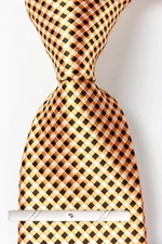 New Classic Checks Plaids Yellow Black ACQUARD WOVEN 100% Silk Men's Necktie Tie