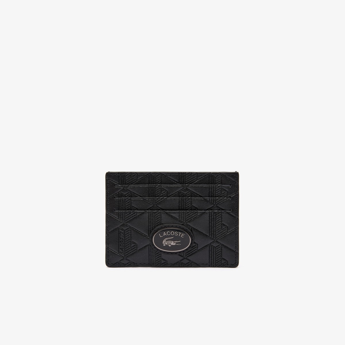 Lacoste Men's Monogram Leather Card Holder Wallet Black NH4397MR