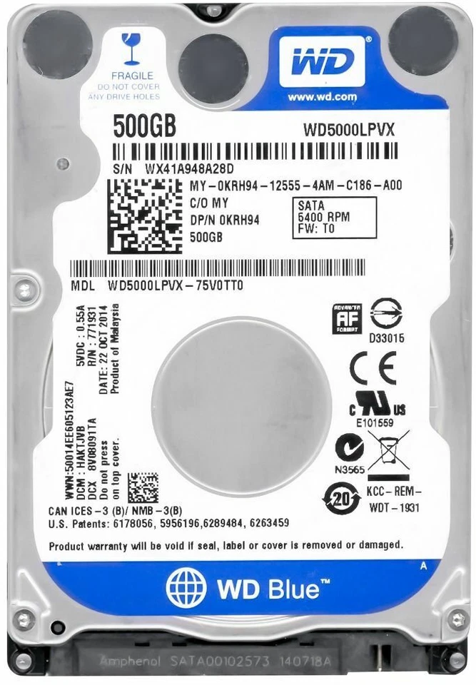 Disco Rigido WD Blue Scorpio WD5000LPVX 500GB 5400RPM SATA III 8MB 2.5'' Zoll - Immagine 2 di 4