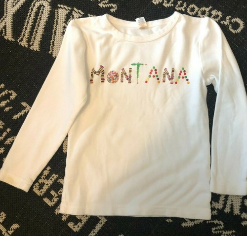NEW Girls Sz 6 White Candy Design MONAG TEE T-Shirt 100% Cotton Top L/S MONTANA