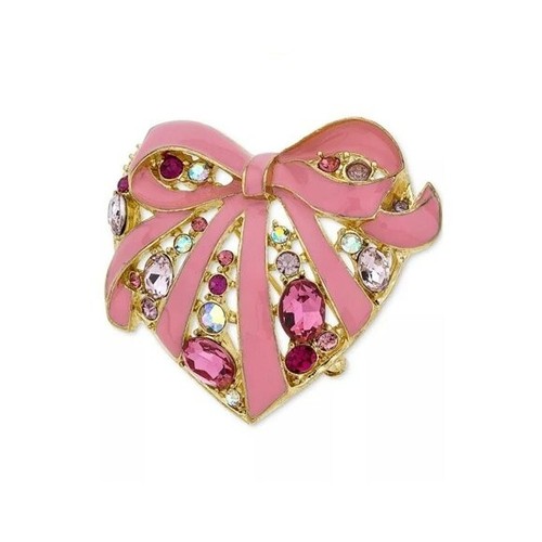 Charter Club Holiday Lane Gold-Tone Crystal Heart & Bow Pin