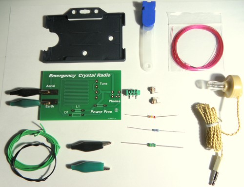 Poldhu Crystal Radio  DIY KIT  germanium diode  AM receiver with card Holder  - Afbeelding 1 van 2