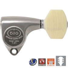 NEW Gotoh SGV510Z-M07 Tuners L3 R3 Keys 1:21 Ratio, IVORY 3x3 - X-FINISH NICKEL