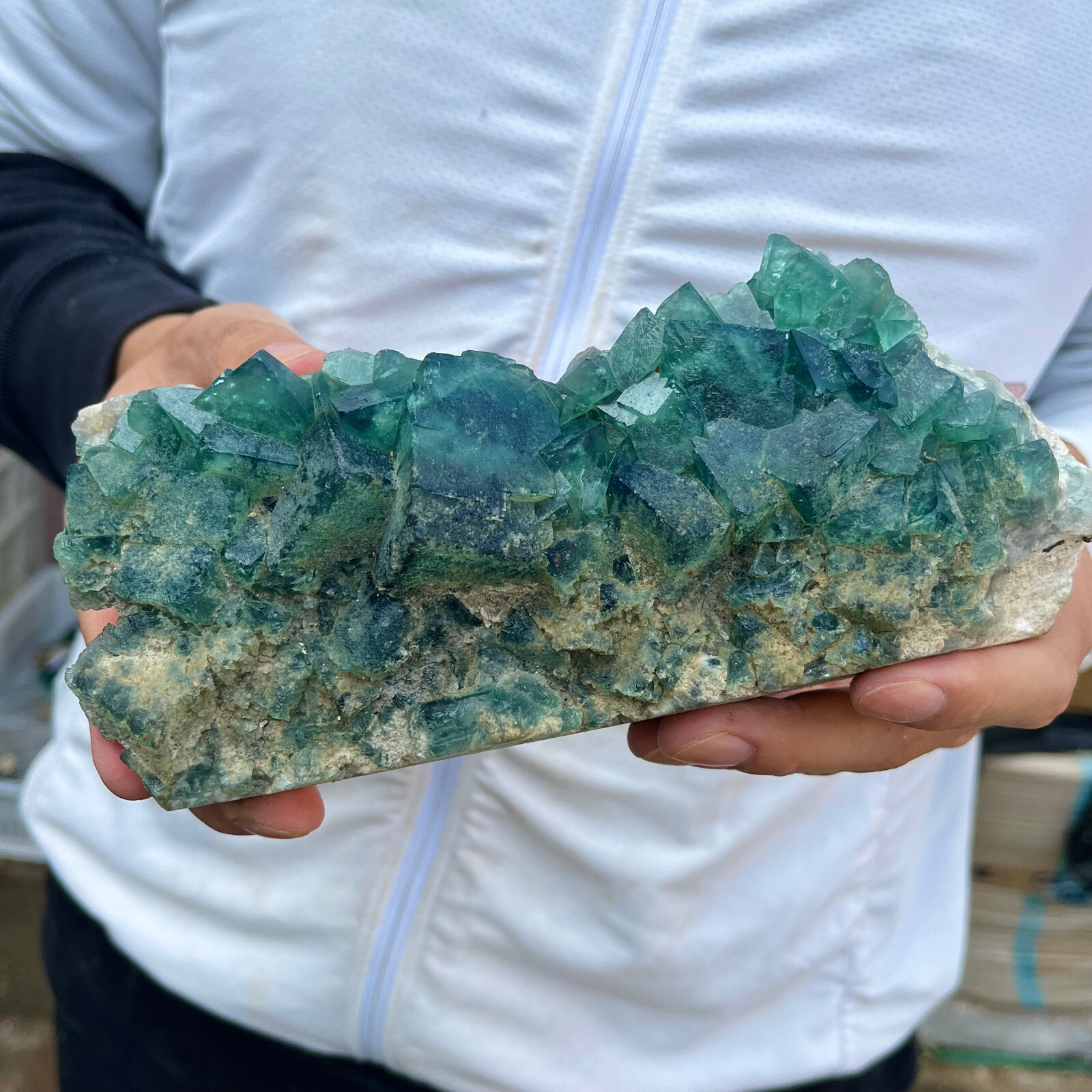 3LB Natural Green Fluorite Cube Crystal Cluster Mineral Specimen