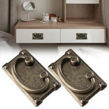 2XVintage Bronze Ring Pull Handle Cabinet Knob Drawer Dresser Cupboard Drop Door