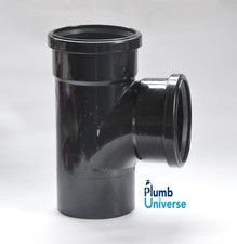 110mm Double Socket 92.5 Degree Branch Black 4" inch UPVC Soil Ring Seal PushFit