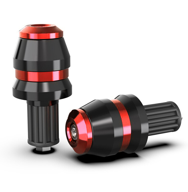 US 2x Universal 22mm 7/8" Motor Handlebar Grips Bar End Slider Cap Plugs CNC Red