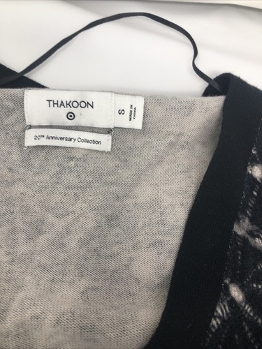 Thakoon 100 % Cotton Sweater Black/white Size Small Womens Button Cardigan - Picture 2 of 7