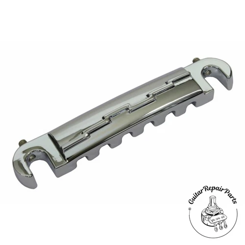 Wraparound Bridge / Tailpiece Lightening Bolt Compensated, Plain 3rd - Chrome