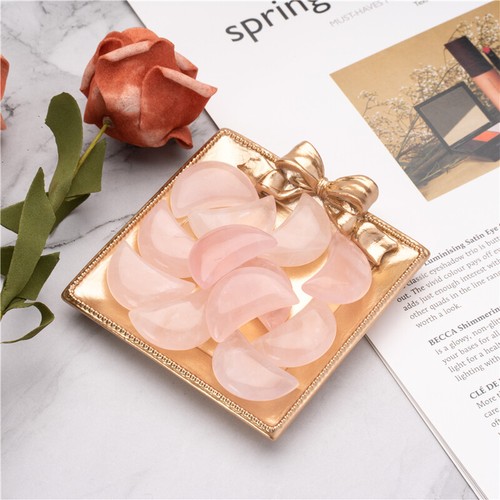 Decoración de piedras preciosas curativas de cuarzo rosa natural con forma de luna piedra mineral rosa rosa - Imagen 8 de 12