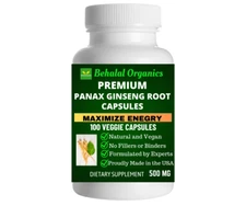 Panax Ginseng Root 500mg Vegan Capsules 100 Count