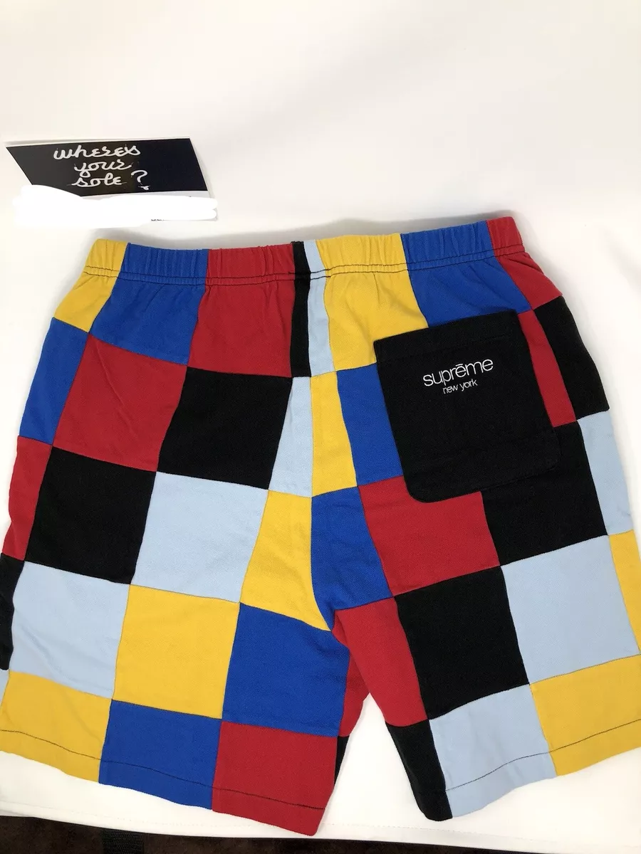 Supreme Patchwork Pique Short size S Small Red Blue shorts New DS FW18 in hand