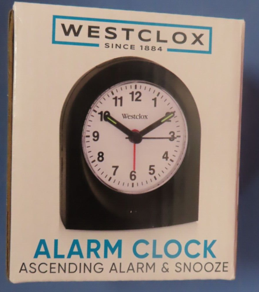 Westclox Bedside Analog Alarm Clock Black  Ascending Alarm & Snooze # 47312 NEW