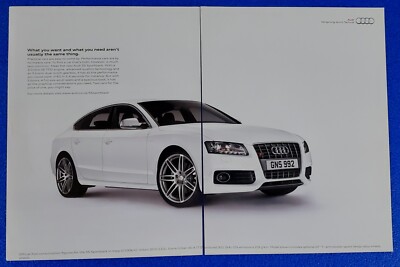2010 AUDI SS SPORTBACK ORIGINAL 2 PAGE COLOR PRINT AD VORSPRUNG DURCH TECHNIK