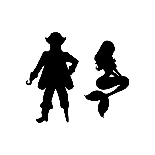 Pirate Mermaid Bathroom Signs 7 Vinyl Decal Stickers Toilet Restroom Door Ebay