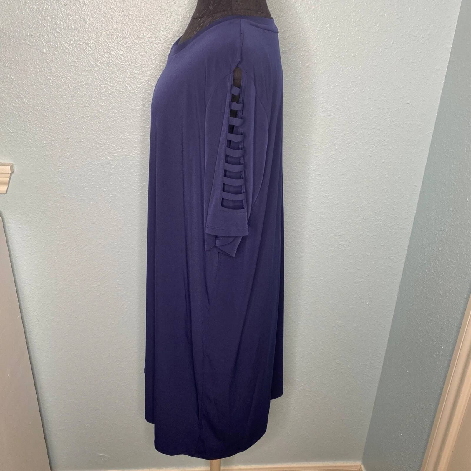 NUOVO abito da donna blu Michael Kors taglia taglie forti 2X maniche corte al ginocchio