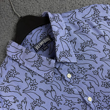 Vilebrequin Linen Shirt Men 2XL Lilac Holiday Beach Chilli Button Up Long Sleeve