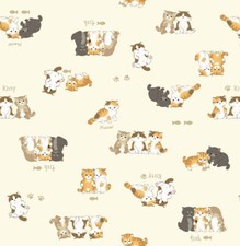 Feline Drive Fabric CUTE DOG N CAT Cats Cream Cosmo - Fat Quarter 18"x22" FQ