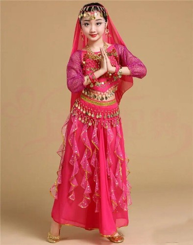 Kinder Mädchen Bauchtanz Kostüme Kinder Mädchen Bollywood Indianer Performance Set - Bild 11 von 22