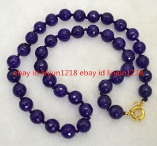 Faceted 6/8/10/12mm Purple Amethyst Gemstone Round Beads Necklace 18 in