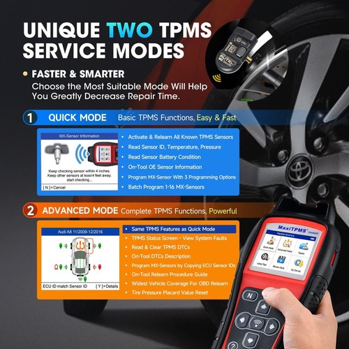 Autel MaxiTPMS TS508WF Kit Tire Pressure Monitoring System Relearn Reset Tool - Picture 31 of 36