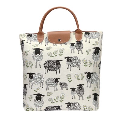 FRÜHLING LAMM FALTBARE EINKAUFSTASCHE GOBELIN FALTBAR SHOPPER TASCHE DAMEN GESCHENK